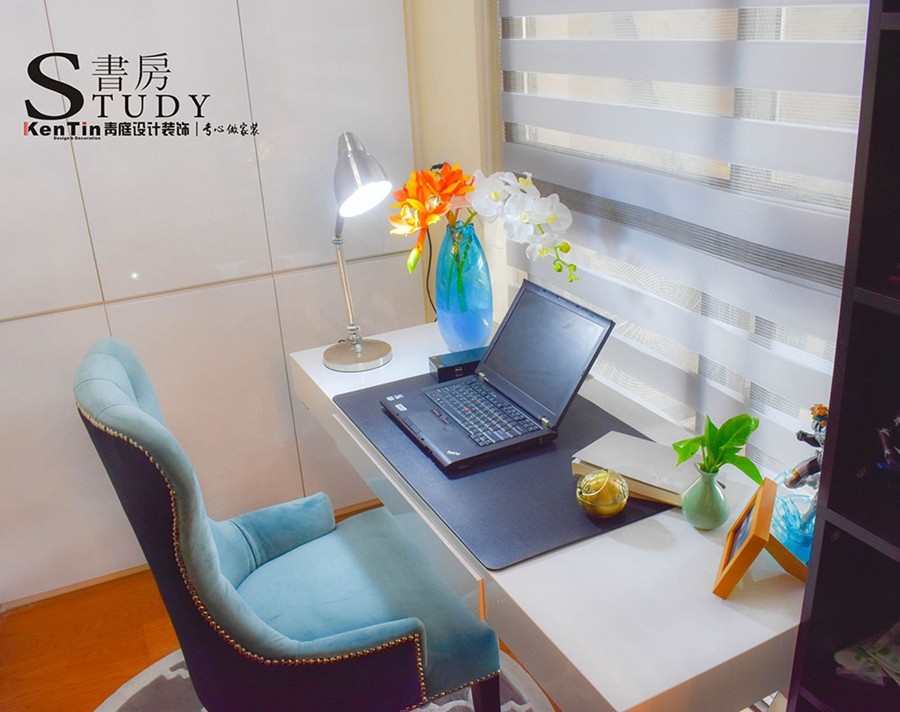 浦灣公館現(xiàn)代輕奢二居室書房裝修實(shí)景案例